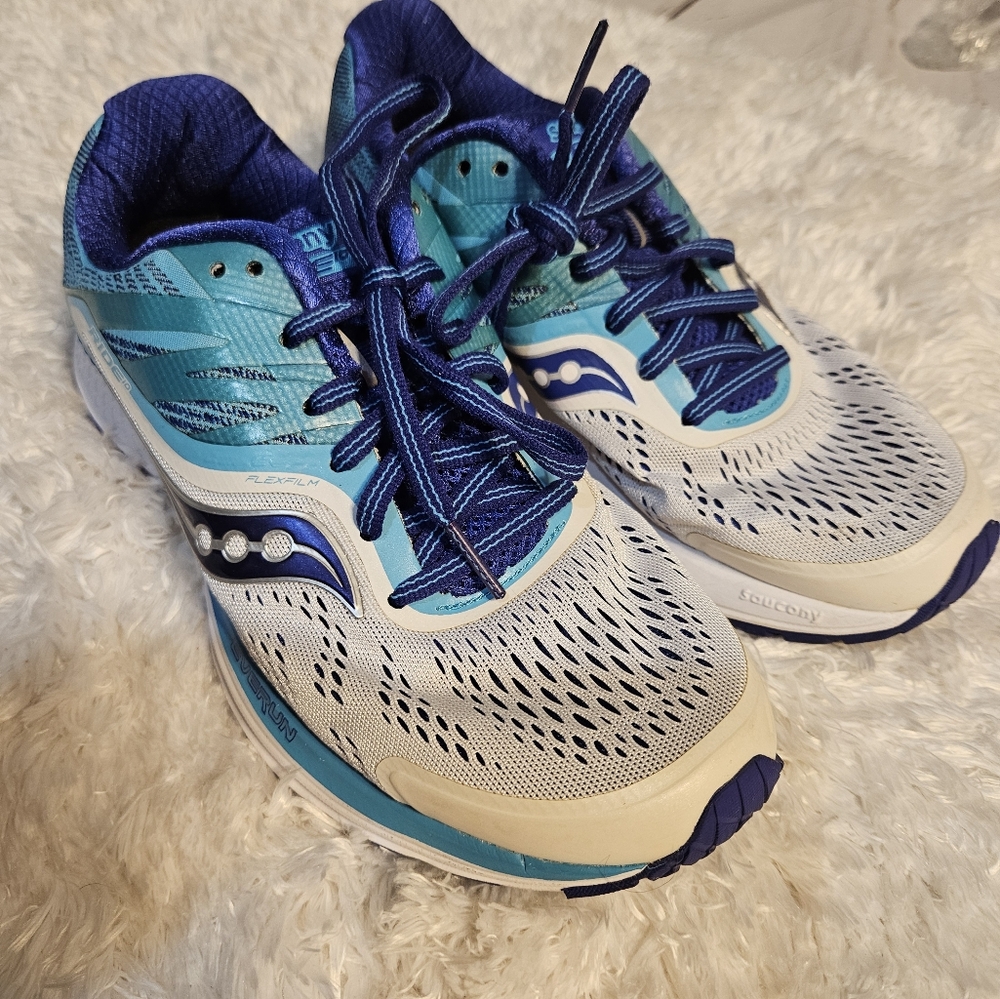 Saucony Ride ISO 2 Women's Running Shoes Blue White Athletic‎ Sneakers - Picture 7 of 8